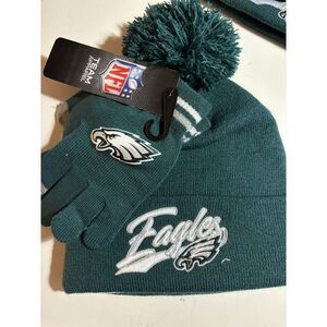 PHILADELPHIA EAGLES NFL Green Football Bird Logo Beanie And Gloves NEW Philly